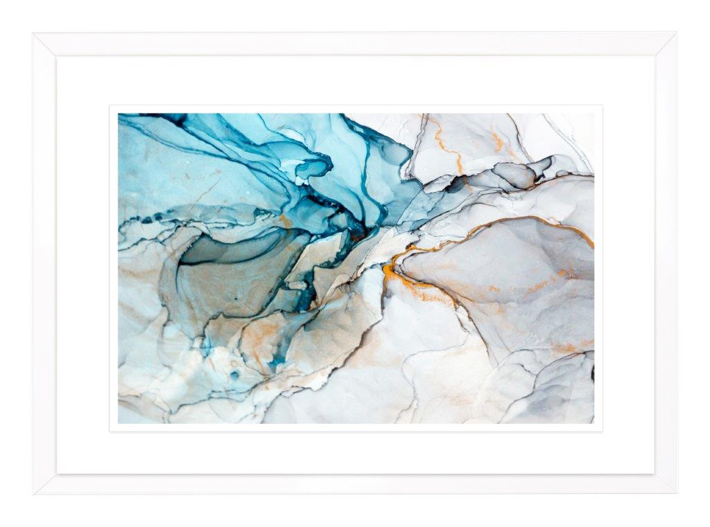 FP257 Wall décor art framed print abstract floral white frame